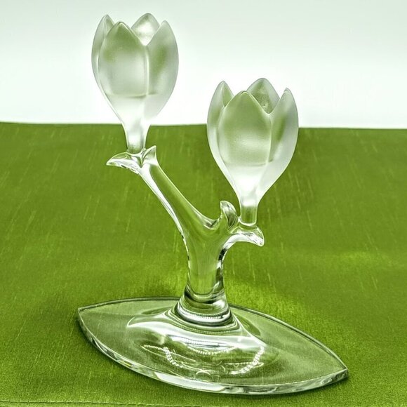 Vintage JR Riedel Crystal Candle Sticks 6 Riedel Crystal Kirsten Frosted Double Light Candlestick